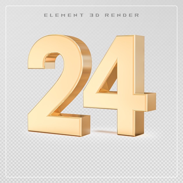 24 nummer gouden 3d render