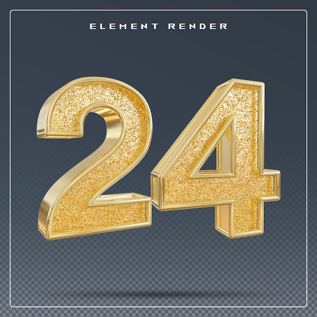 24 nummer gouden glitter 3d render