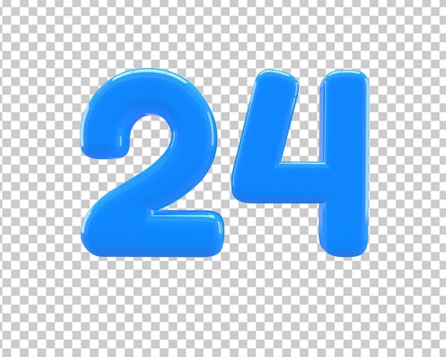 24 nummer vierentwintig uur blauw pictogram 3d