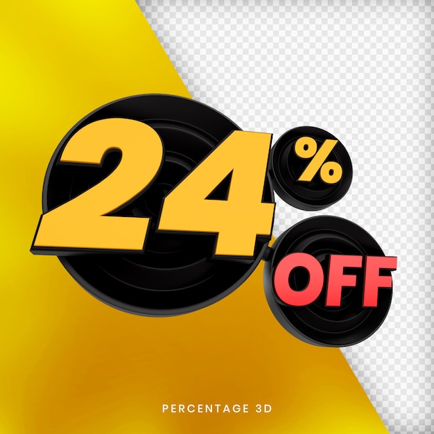 24 Percentage off 3D render isolated premium psd