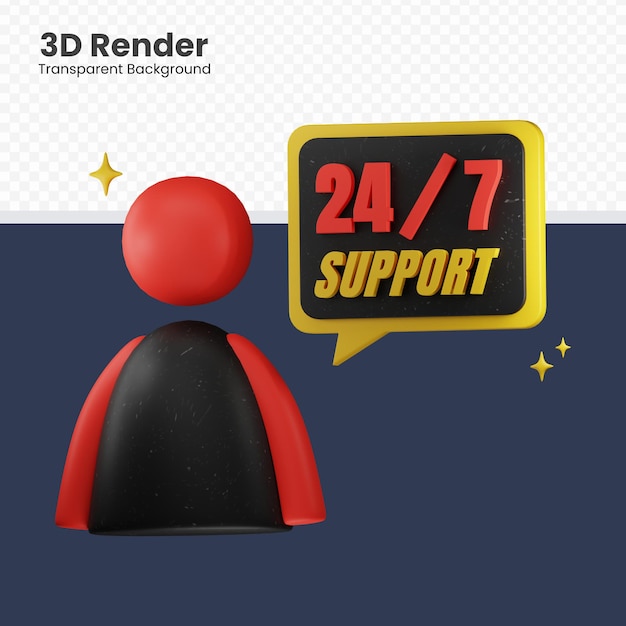 PSD 24-uurs service 3d illustratie geïsoleerd