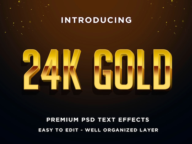 24k gold 3d-tekststijleffect premium psd