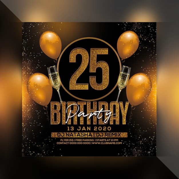 PSD 25 birthday party flyer