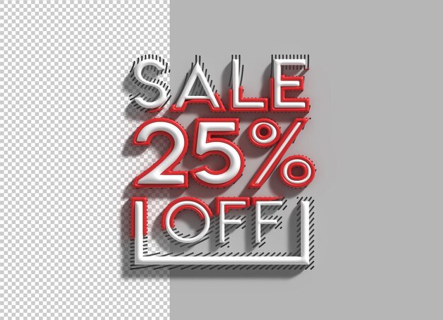 PSD 25 off sale discount banner 3d lettering transparent psd font design