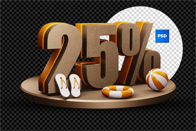 25 percent 3d summer sale discount badge isolated