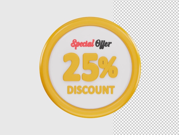 25 percento di sconto sull'icona dell'offerta speciale rendering 3d illustrazione vettoriale