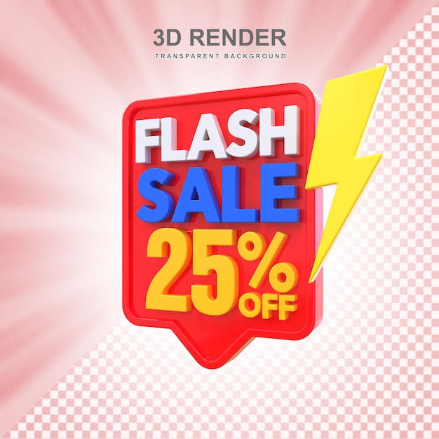 PSD 25 percent flash sale off 3d label