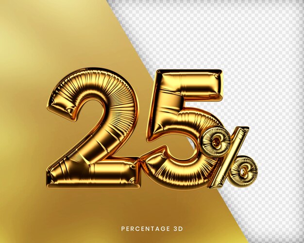 25% 골드 3d 프리미엄 Psd