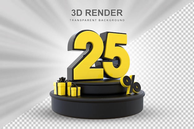 PSD offerta del 25% nel rendering regalo 3d