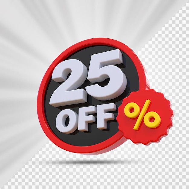 25 percent offer label in 3d render