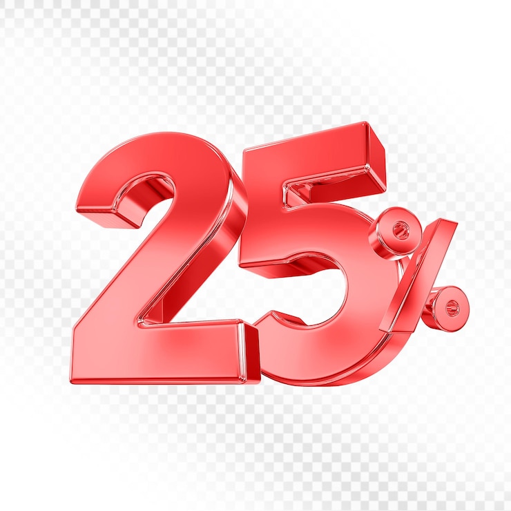 25 Percent Red offer in 3d