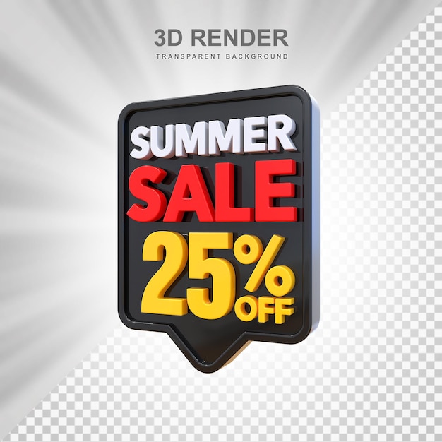 PSD 25 percent summer sale off 3d label