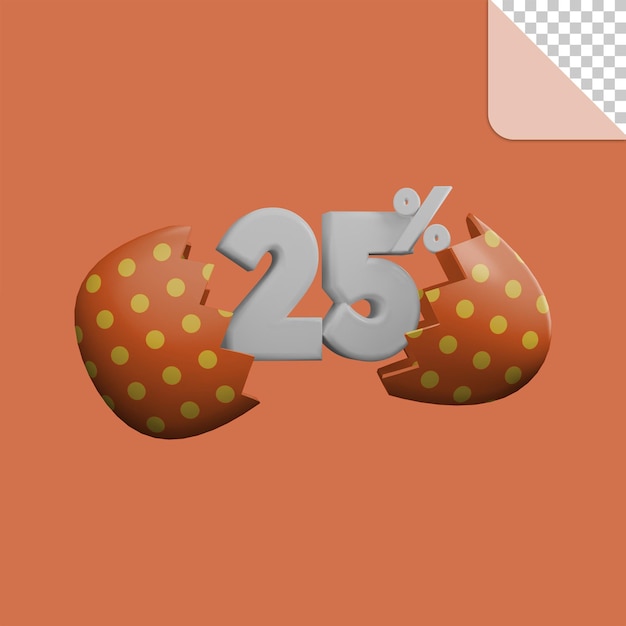 PSD 25 percentage discount 3d render