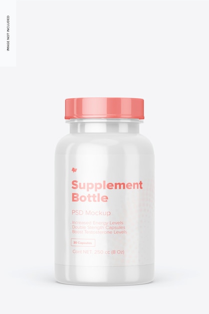 PSD 250 cc supplement bottle mockup, front view