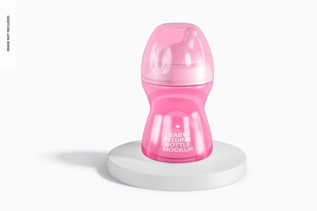 250 ml baby feeding bottle mockup, on podium