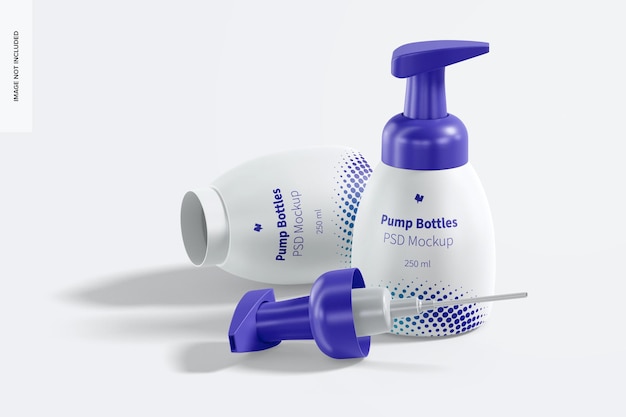250 ml Foamer Pump Bottles Mockup, Dropped