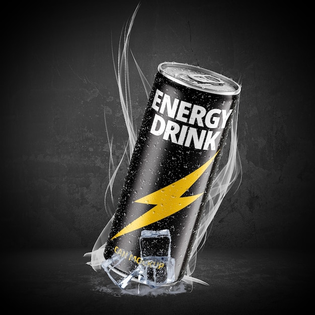 PSD 250ml can mockup for energy drink metalic can