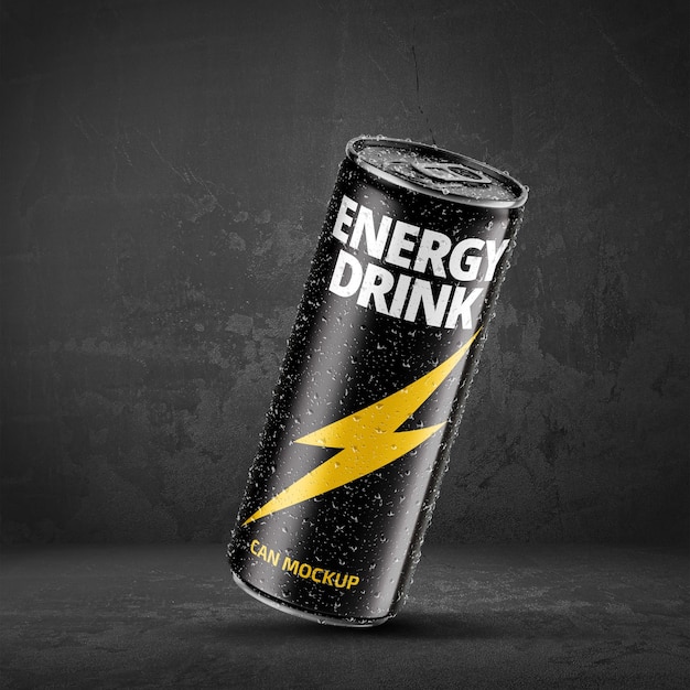 PSD 250ml can mockup for energy drink metalic can