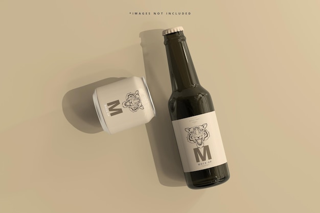 250ml Stubby Soda or Beer Can and Bottle Mockup