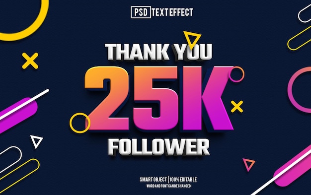 PSD 25k follower text effect font editable typography 3d text