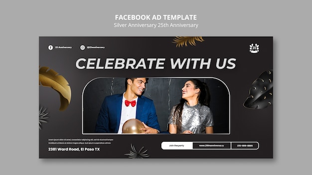 PSD 25th anniversary celebration facebook template