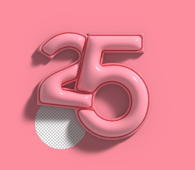 PSD lettering 25° anniversario 3d line art design carattere psd trasparente