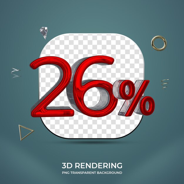 26% 3d 숫자 투명 배경