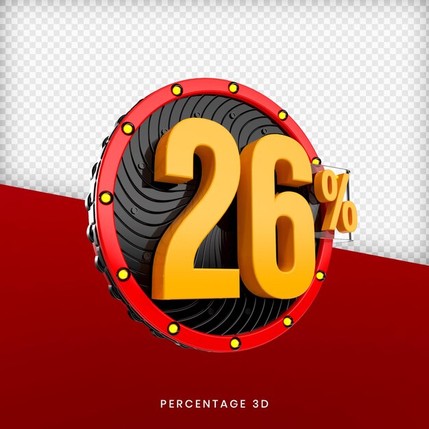 26 percentage 3d render premium psd