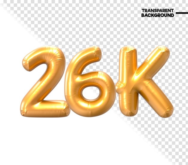 PSD 26k number gold 3d render