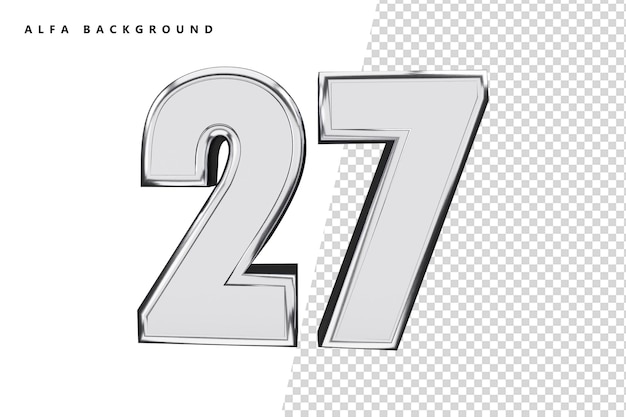 PSD 27 silver number with 3d rendering