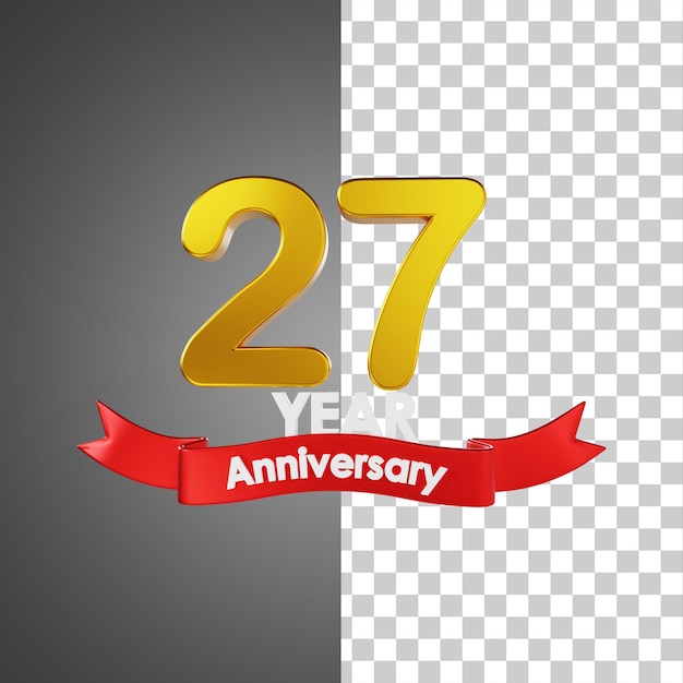 PSD 27 year happy anniversary number 3d illustration