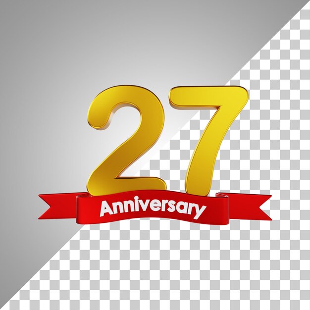 27 year happy anniversary number 3d rendering