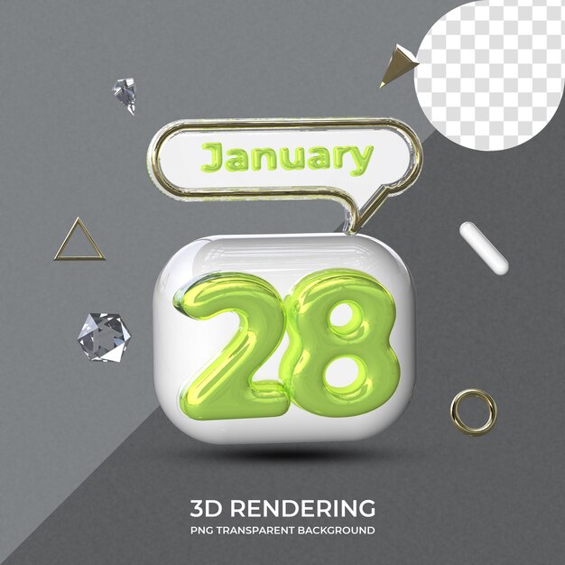 PSD 28 января шаблон плаката 3d рендеринг