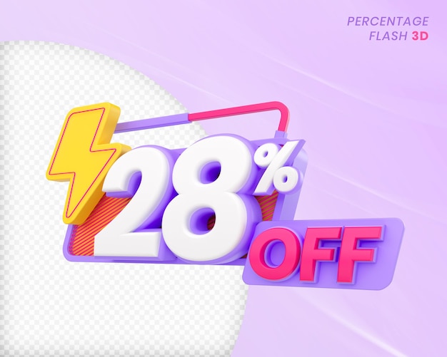 28 percent off with flash element 3d render premium psd