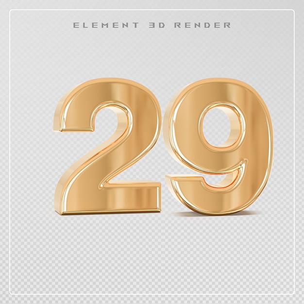 PSD 29 number golden 3d render