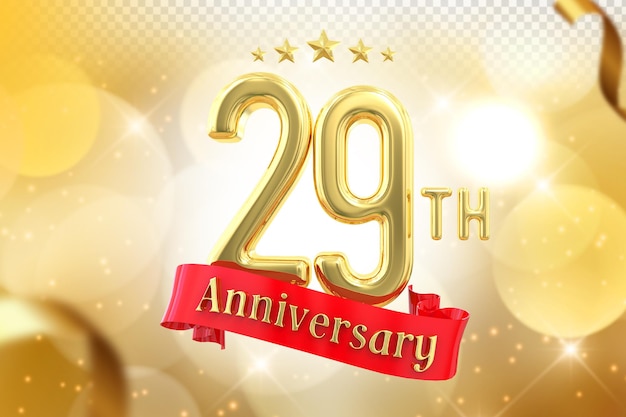 29e verjaardag Gouden Banner 3D