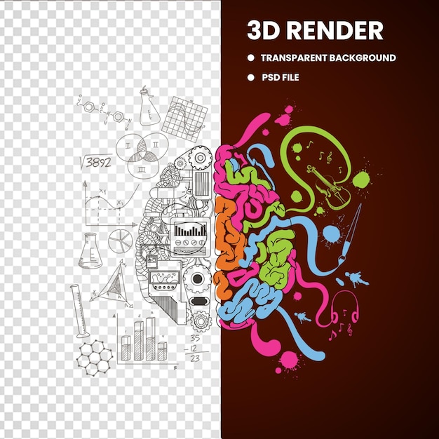 PSD 2d creatief hersenobject