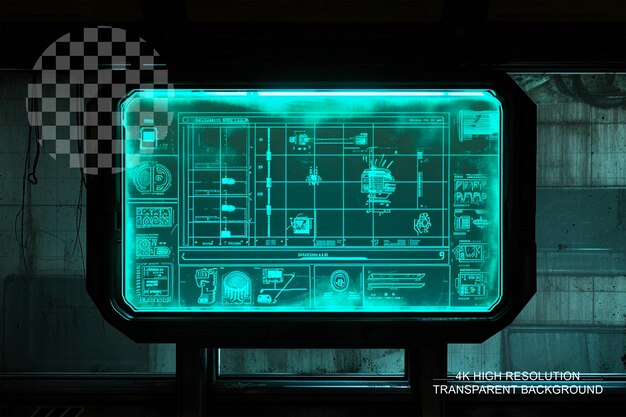 PSD 2d holographic menu from fallout wasteland on transparent background