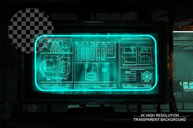 2d holographic menu from fallout wasteland on transparent background