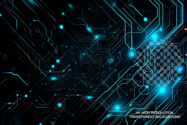 PSD 2d illustration of abstract futuristic electronic circuit on transparent background