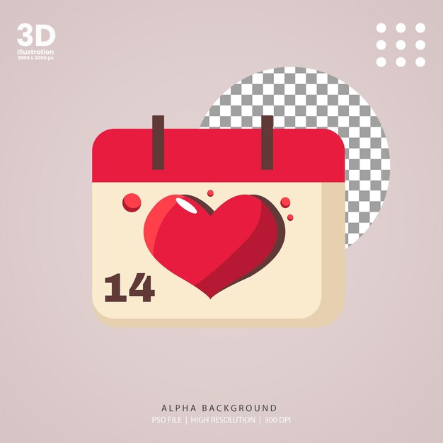 2d kalender liefde illustratie