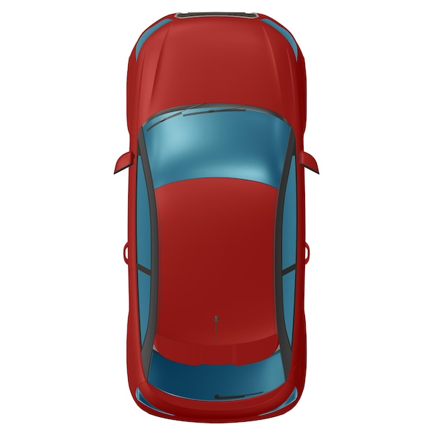 PSD 2d red car top view