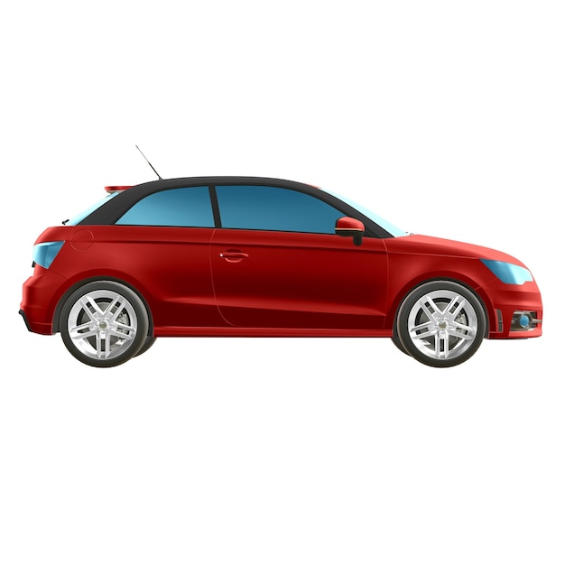 2D-rode auto linkeraanzicht
