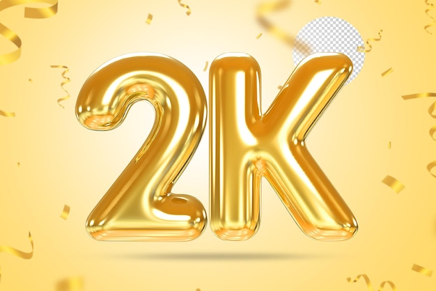 PSD 2k followers gold balloons number