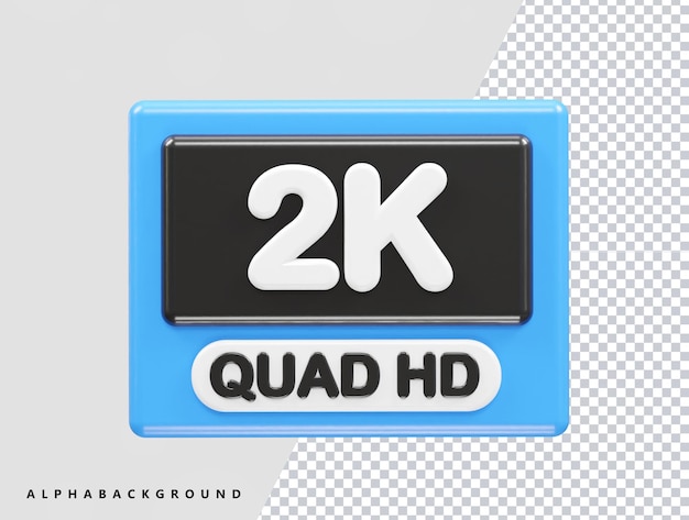 2k resolution text icon 3d illustration rendering