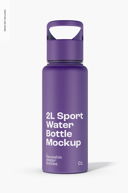 2l sport water bottle mockup, front view