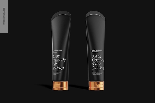 PSD 3.4 oz cosmetic tubes mockup, right and left view