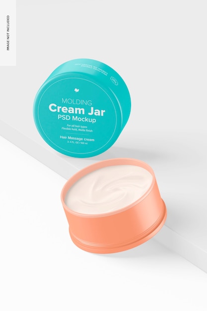 3.4 oz molding cream jar mockup, leaned