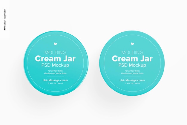 3.4 oz molding cream jars mockup, top view