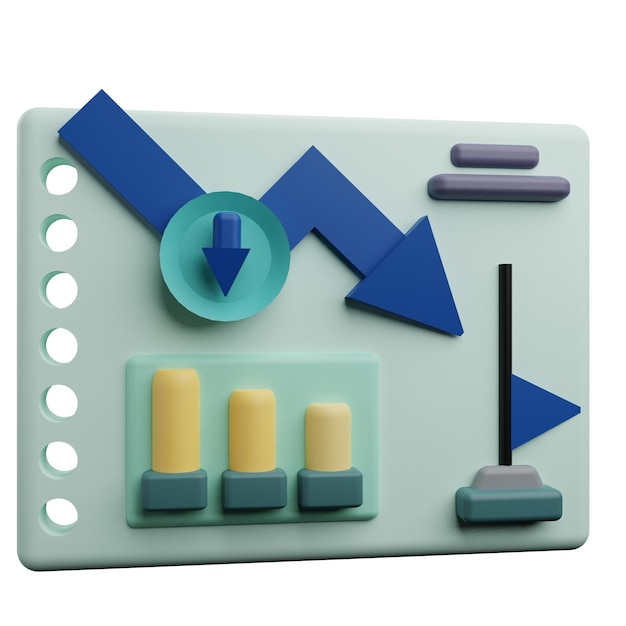 PSD 3 d illustratie van een bearish markt met een transparante achtergrond